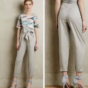 NWOT Anthropologie Cartonnier Gray Paper Bag Tie Pants Size 2 Z184-16